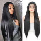 Парик Харизма из синтетических волос для чернокожих женщин, цвет 1B, длинные прямые волосы с естественной линией волос, парики на шнурке спереди
