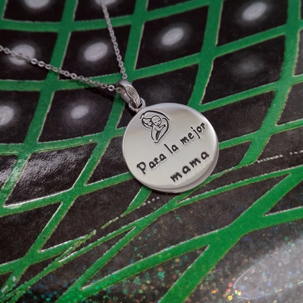 Alylosilver воротник Colgante Medalla Madre Para La Mejor Mama Plata De Ley Mujer Incluye Cadena и Estuche gift | Украшения