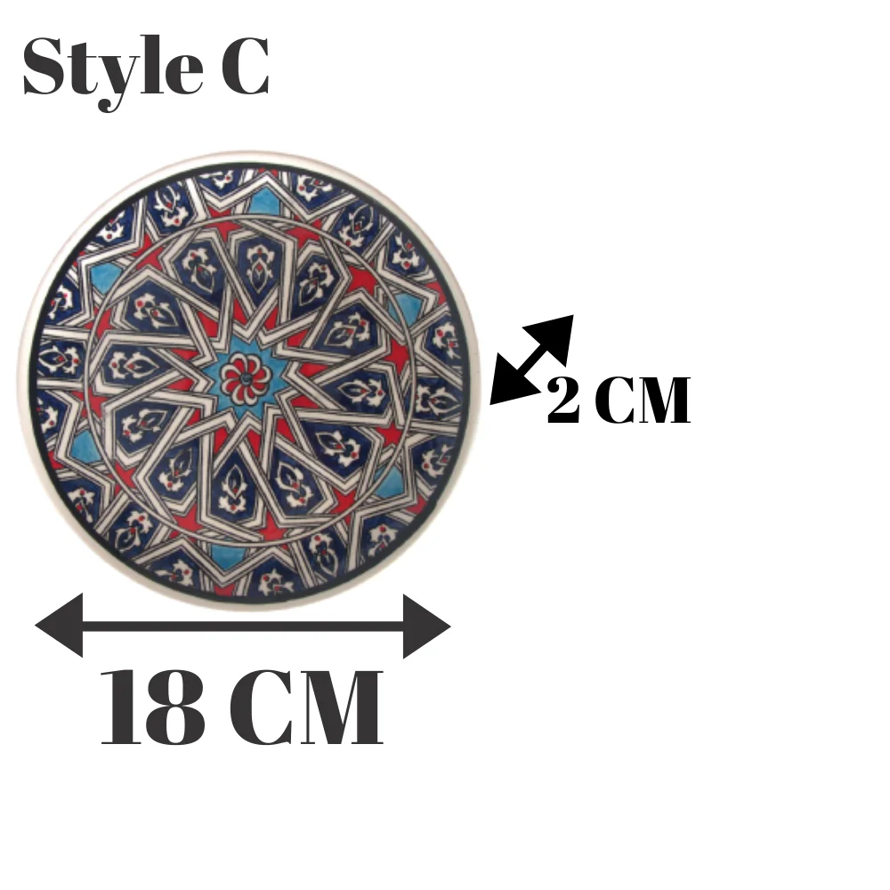 

Turkish Handmade Tile Plate Decoration Material Restaurant Tableware Traditional Enameled Anatolian Plate Handpainted Ceramic