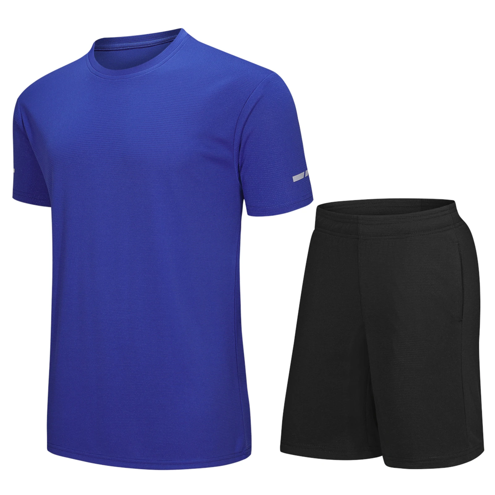 

Guangzhou New Stylish Solid Color Men Soccer Sport Kit Soft Comfortable High Quality Short Sleeve Shorts Suits