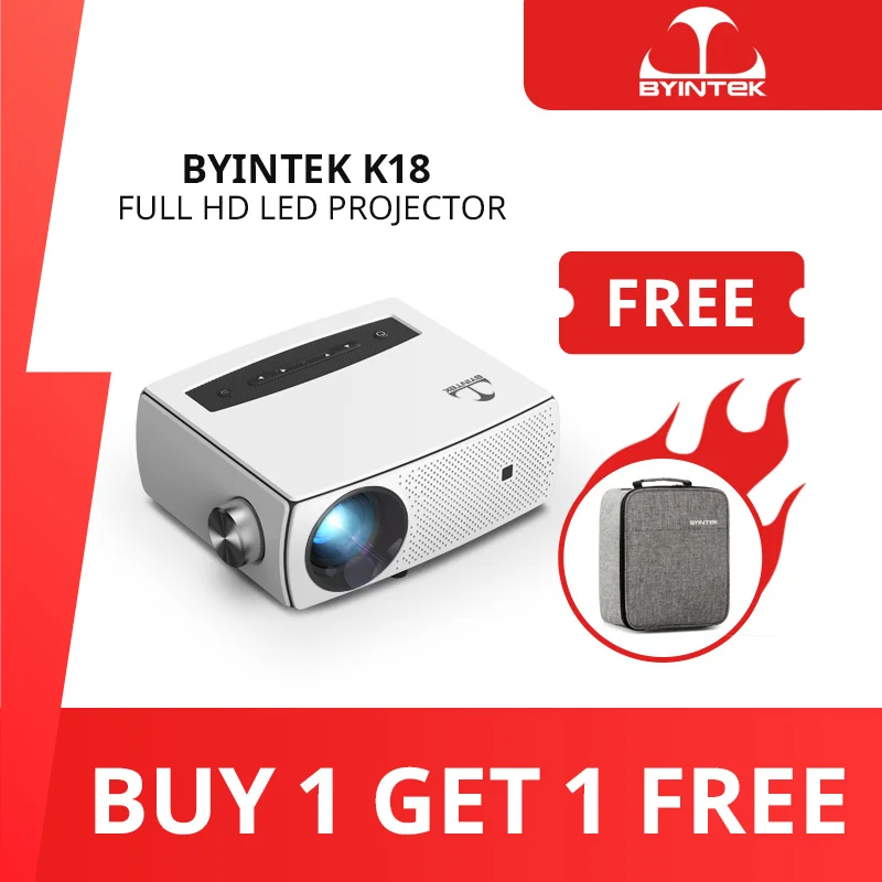 

BYINTEK K18 портативный мини Full HD 1920x1080 домашний кинотеатр ЖК Смарт Android 9,0 Wifi светодиодный видео проектор 4K 1080P для смартфона