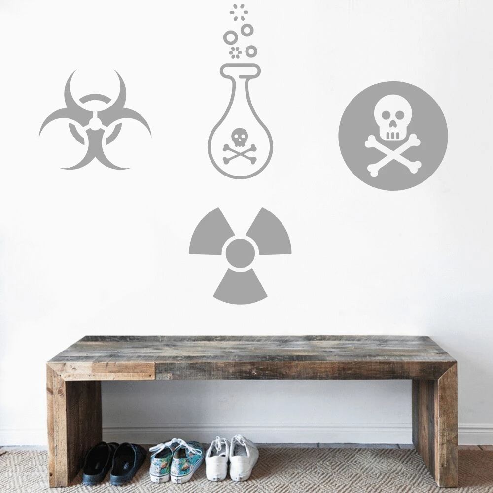 Science Hazard Предупреждение и символы настенные художественные наклейки Дизайн
