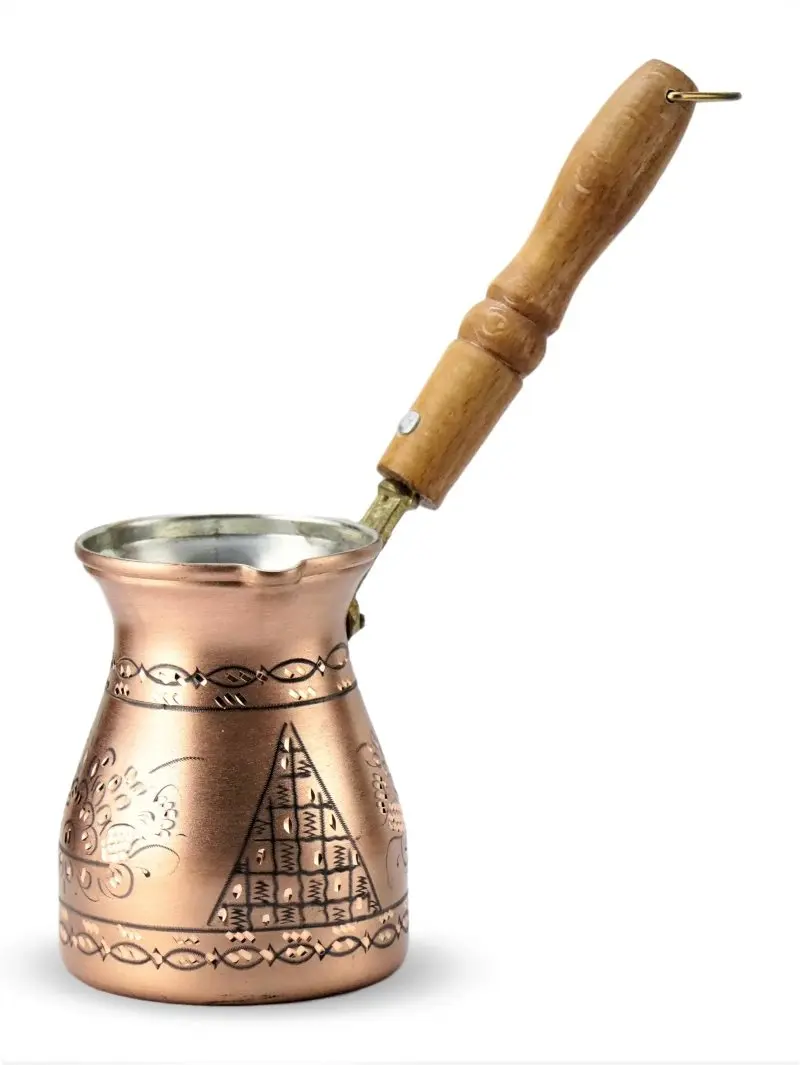 Rose Flower Tumbled Copper Coffee Pot 5-6 Fincanlık