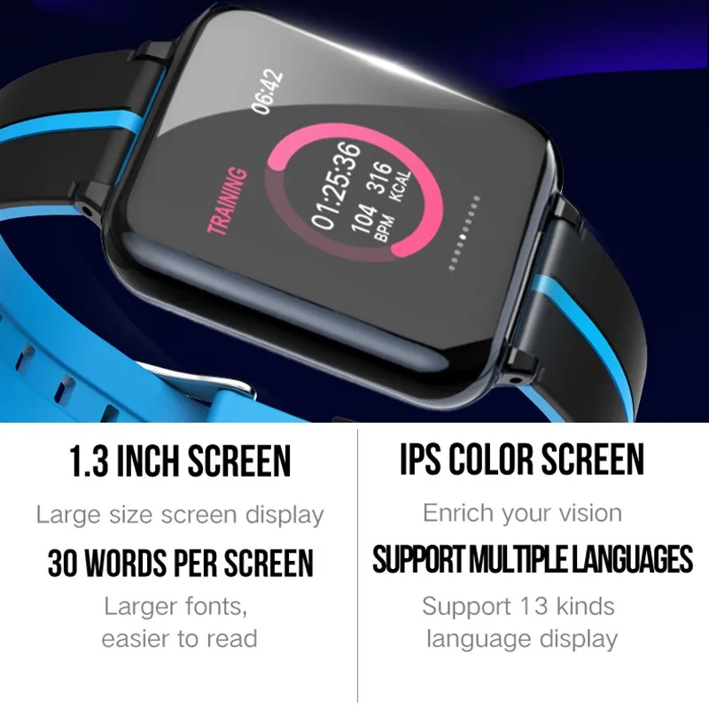 B57 Смарт-часы с монитором сердечного ритма, часы с Bluetooth 4,0 для IOS Android Phone IP67, водонепроницаемые Смарт-часы для мужчин и женщин