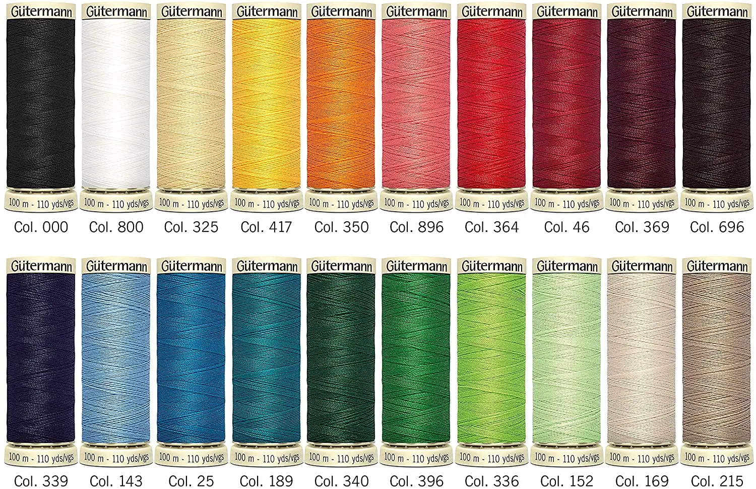 Набор ниток Gutermann Полиэфирная универсальная швейная нить, 100 м / 110 ярдов, все цвета для шитья