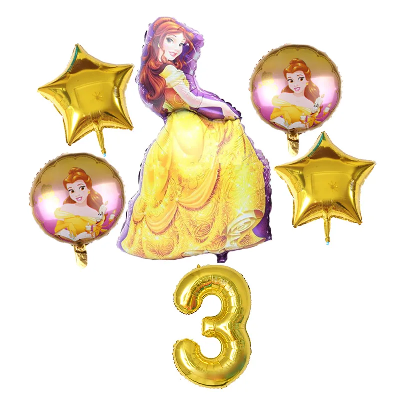 6 шт. на день рождения Белоснежка Аврора принцессы Белль шесть шары в форме