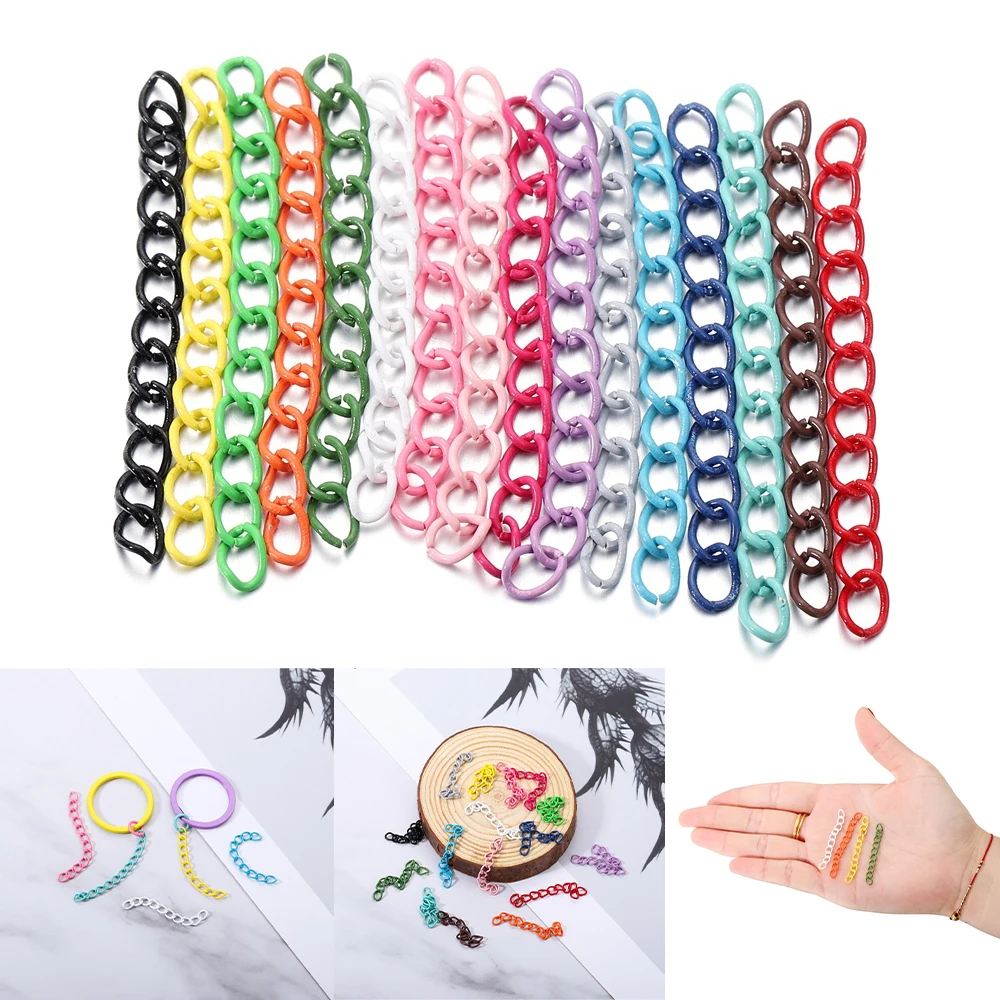 

30Pcs/Lot 50mm Colourful Bracelet Extended Necklace Extension Chain Bulk Chains Tail Extender for DIY Jewelry Making Supplies