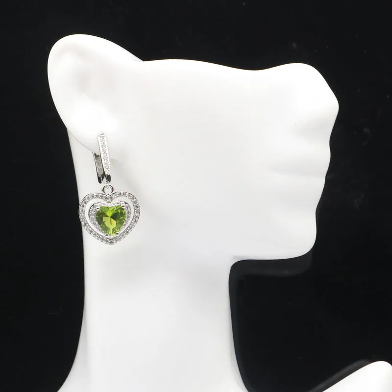 31x17 мм великолепный Зеленый Перидот в форме сердца подарок для женщин серебряные