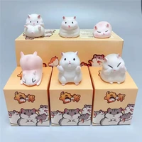 6pcsset cartoon action animal model cute hamster mouse toys car desk decoration blind box toy for birthday gifts c88