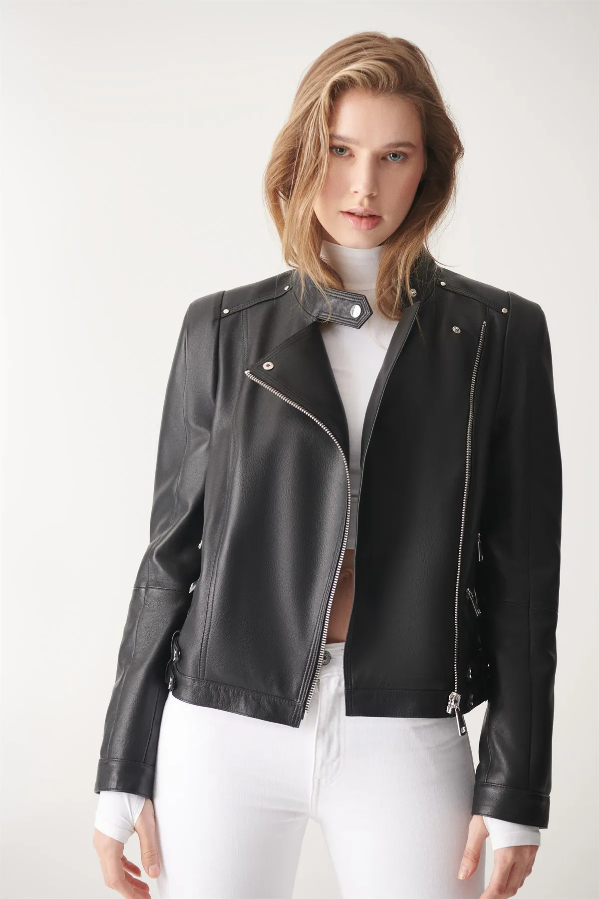 Black Biker Leather Jacket Genuine Leather Coats Women Sheepskin Outfits Spring Summer Fashion Classic Sports Design Jackets