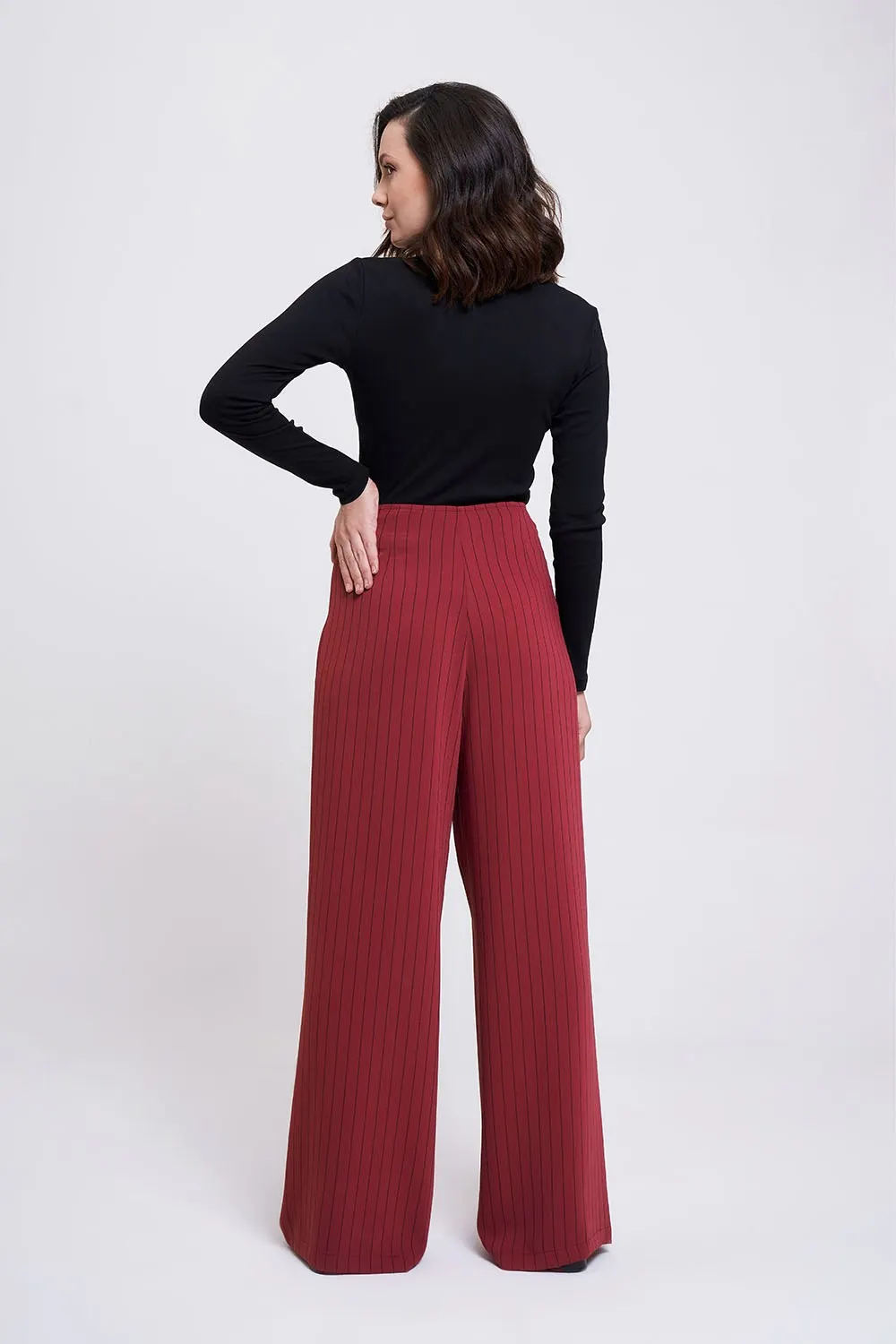 

Striped Pleated Wide Leg Trousers