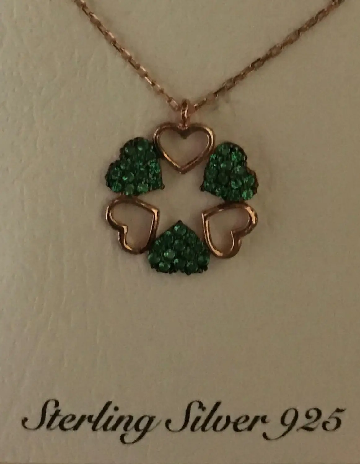 

3 GREEN STONE + 3 PIECE GOLDEN STONE ELEGANT NECKLACE STARLING SILVER 925