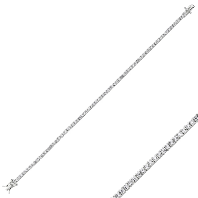 

Silver 925 Sterling 2mm Zirconia stone Spiked Watercourse Bracelet
