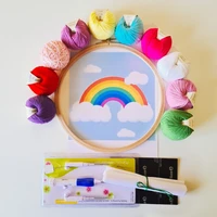 punch embroidery rainbow set pulley handcraft art space stitch home decoration knitting needle starter flowers design