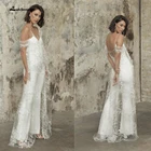 Свадебный комбинезон с длинным рукавом 2022 Свадебные платья с открытыми плечами комбинезон для невесты для приема Свадебные брючные костюмы Vestido De Noiva