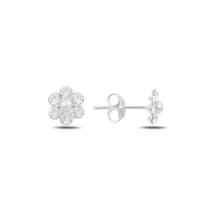 

Silver 925 Sterling Crystal Cubic Zirconia Daisy Earrings
