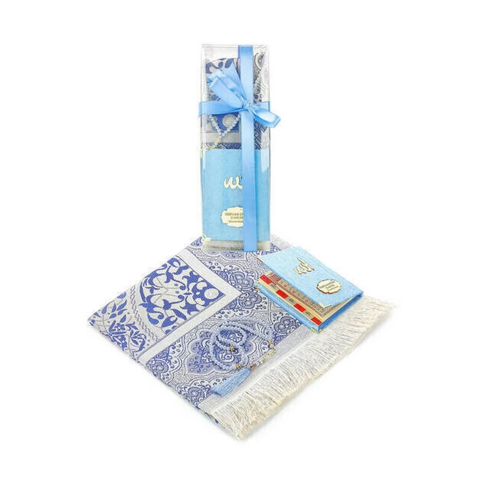 

Набор на День отца IQRAH с индивидуальным именем, напечатанным бархатным покрытием, ярко-голубой в коробке