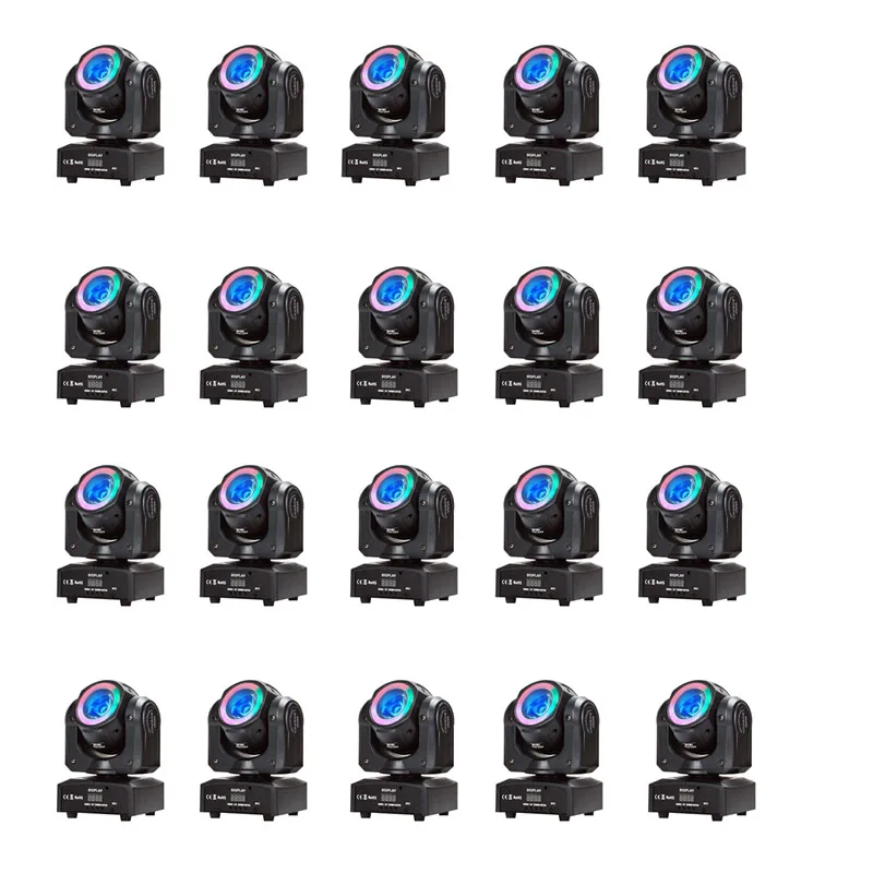 baratas 20 Pçs/lote Mini Led 60W Feixe Em Movimento Com O Halo Effect RGBW 4in1 Luz Dmx Feixe Moving Heads Luzes Super Bright LED Spot Light DJ