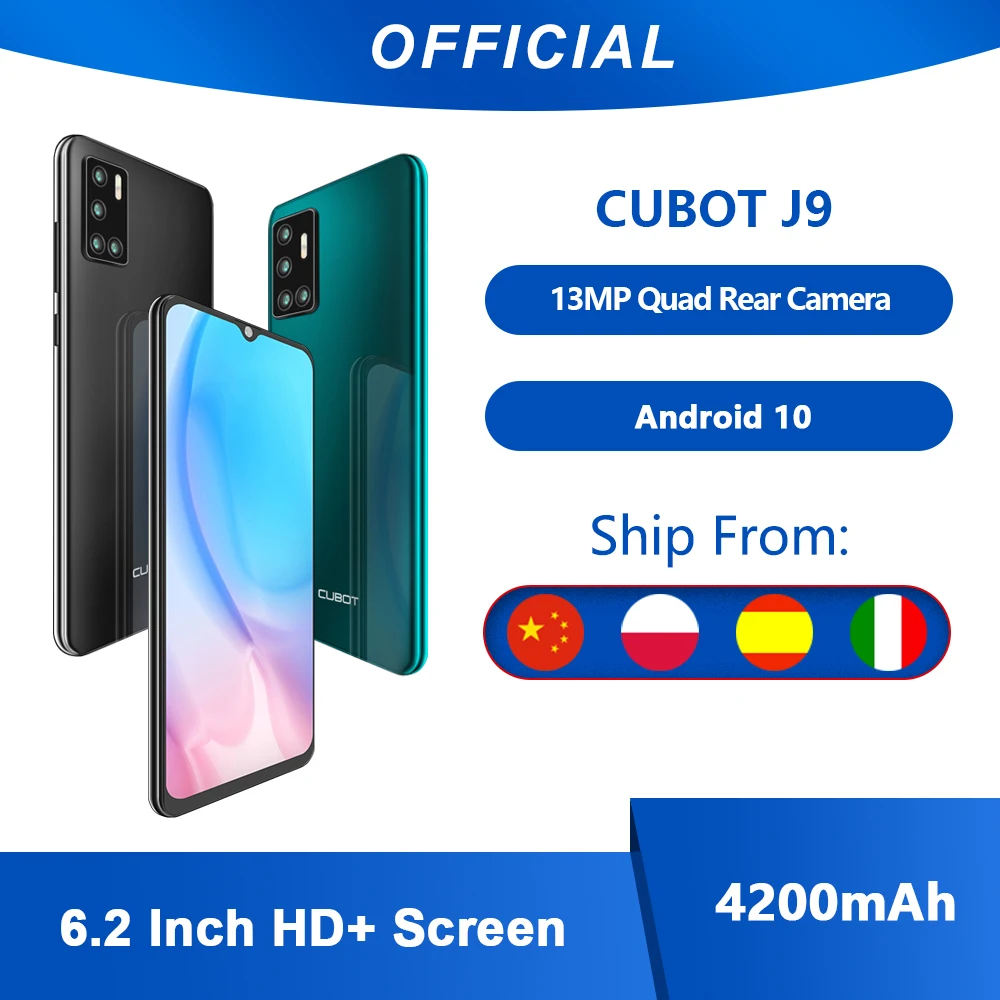 Cubot J9 смартфон 6 2 дюймов 4200 мА/ч 13MP тройной Камера Google Android GO двойной сим-карты