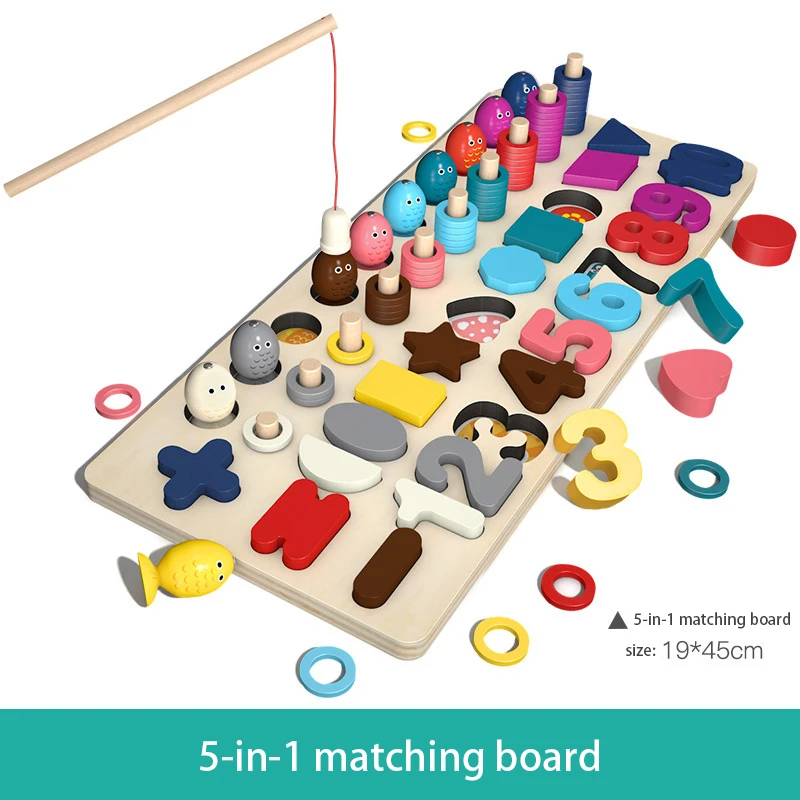 

Montessori Educational Wooden Math Toy For Children Numbers Board Fishing Games Colour Shape Cognition And DIY Ability Kids Toys