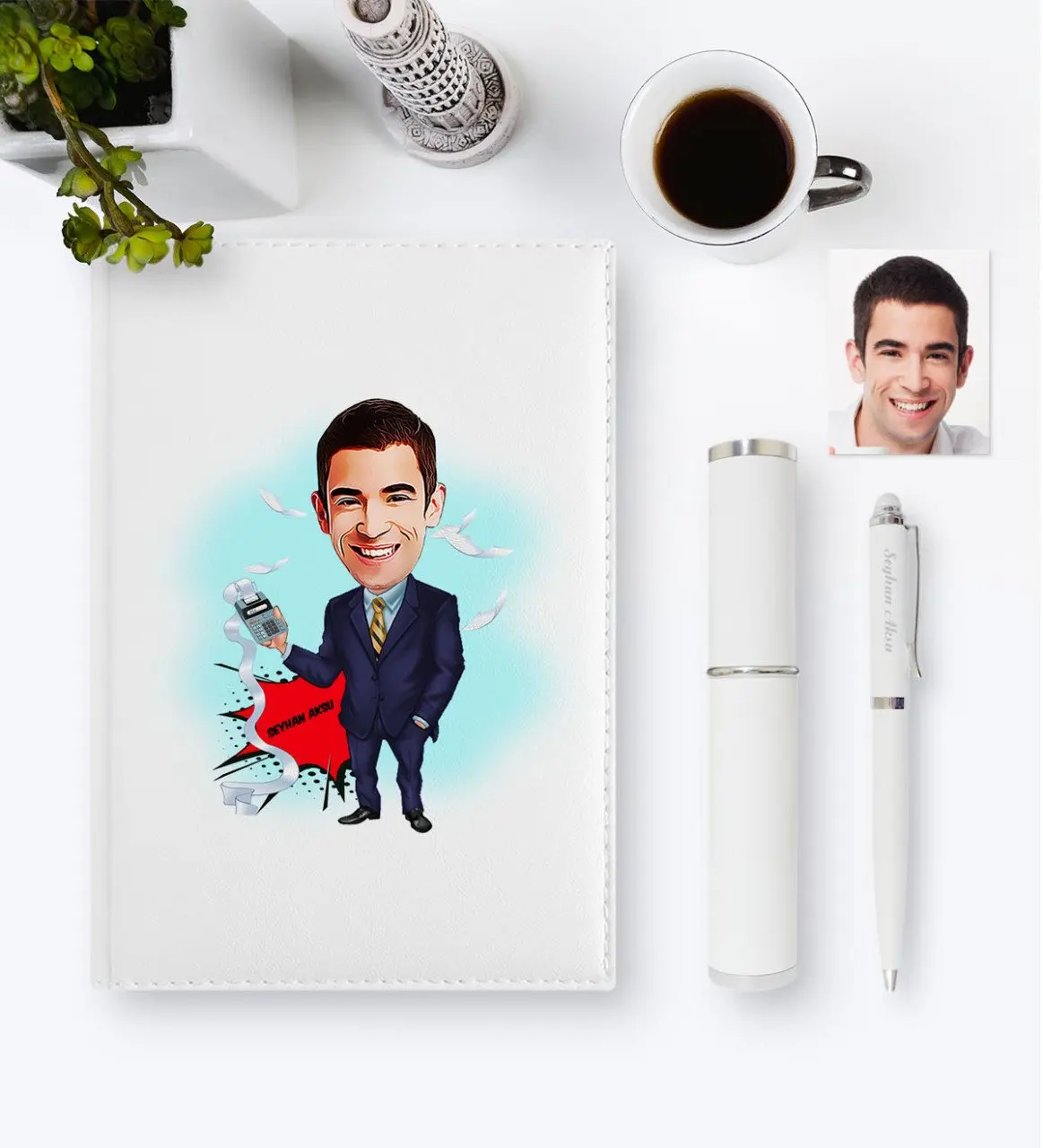 

Personalized Mr Accountant Cartoon 2020 Leather Organizer & Pen Gift Set-2