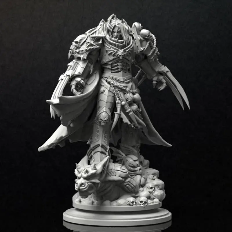 Фигурка падший Примарх Конрад Кёрз Ночной Призрак Warhammer 40k размер 75мм из серой