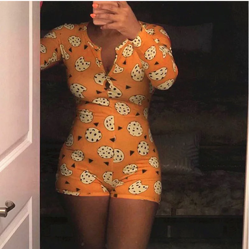 

2020 Hot Sale Womens Jumpsuit Sleepwear Fashion Floral Long Sleeve V Neck Bodycon Jumpsuit Bodysuit Romper Shorts Pants Overalls