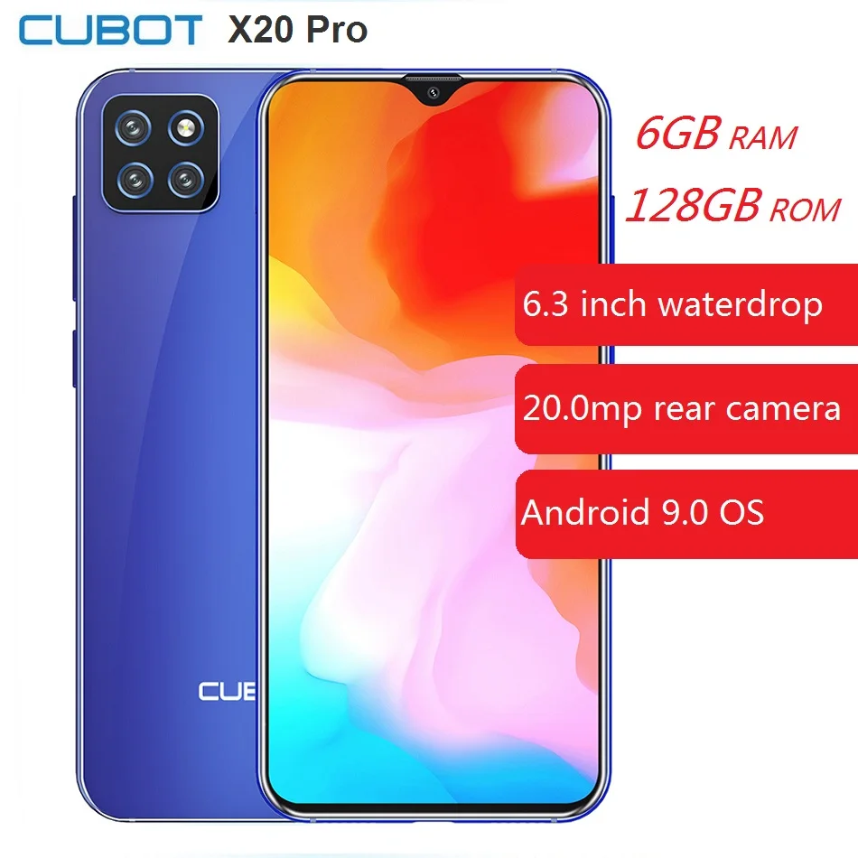 Смартфон CUBOT X20 Pro 4G 6 3 дюймов Android 9 0 Helio P60 четыре ядра ГБ ОЗУ 128 Гб ПЗУ 20 МП камера 4000