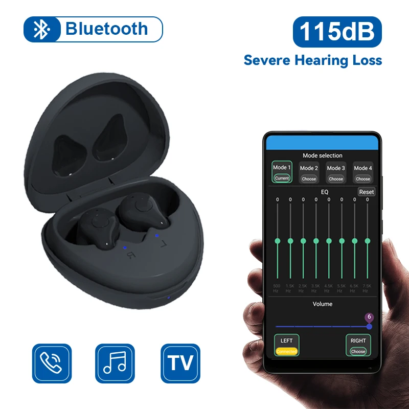 

Hearing Aid Audifonos with Bluetooth Rechargeable Digital 16 channels APP Touch Control Sound Amplifier Hearing Aids for Deafnes