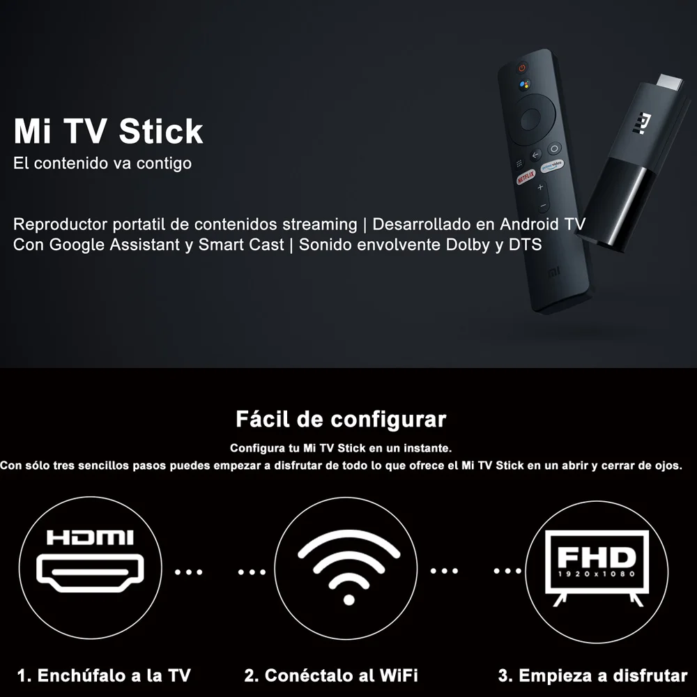 Xiaomi Mi TV Stick Smart Android 9.0 Quad-core Dolby DTS HD Dual Decoding Google Assistant Netflix Global Version | Электроника