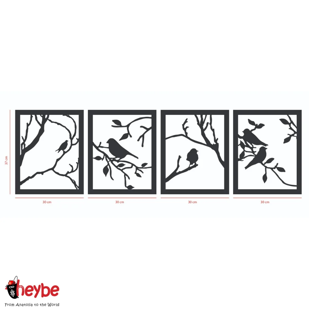 Деревянная рама с веткой птицы Набор Настенное художественное оформление Идеи