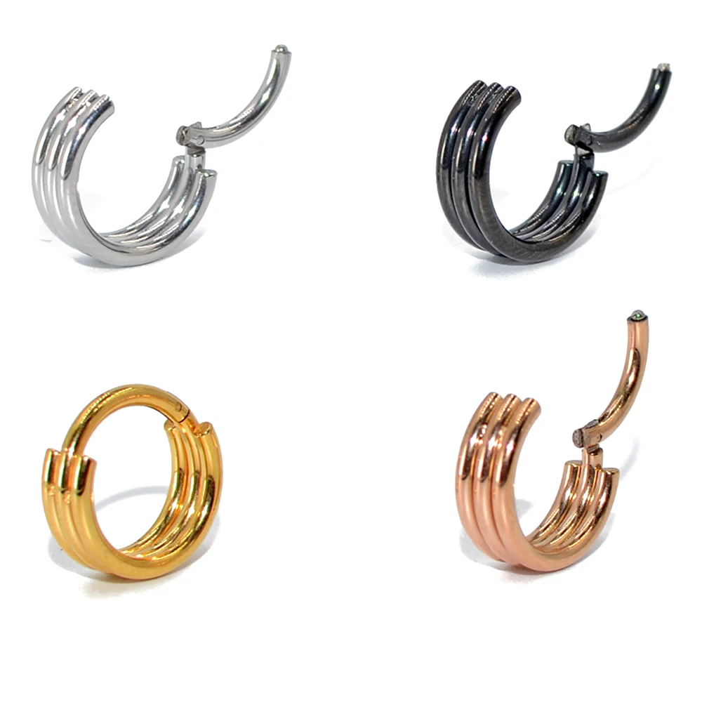 40 шт. стальной сегмент Ohr Knorpel Schmuck трио слой пирсинг для носовой перегородки Кольца для носа кольцо Лабрет ушной хрящ Daith серьги-улитки