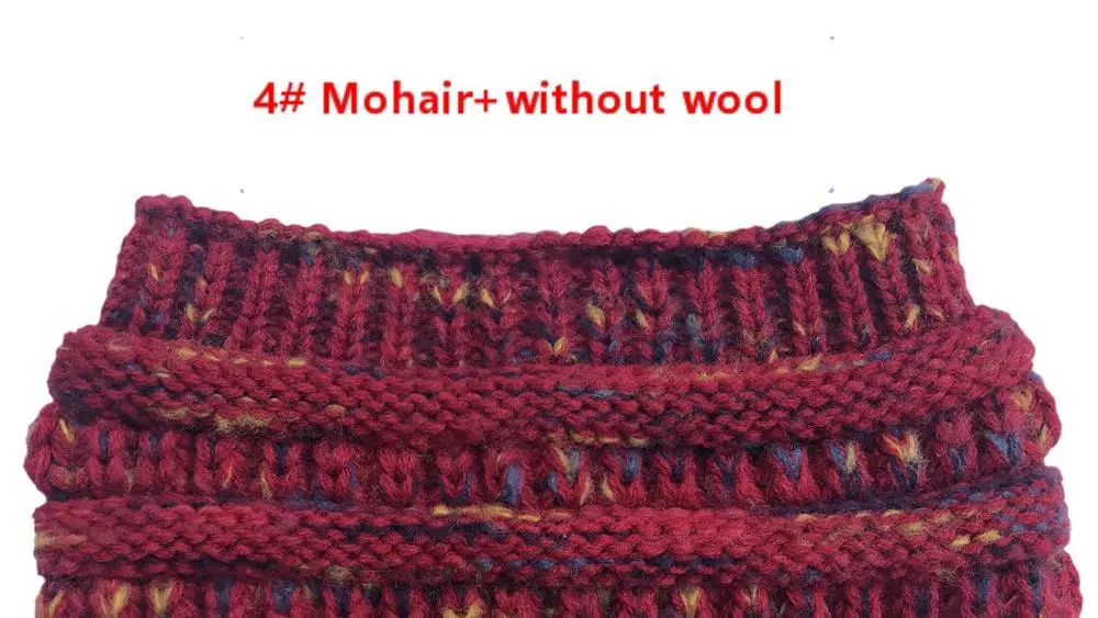4 Without Wool 8 цветов, головная повязка из мохера, женские тянущиеся вязаные крючком шапки, зимние шапки для рождества, вечерние, подарок для женщин, шапка, теплая, для девушек, грязная булочка - Цвет: 4 Without Wool