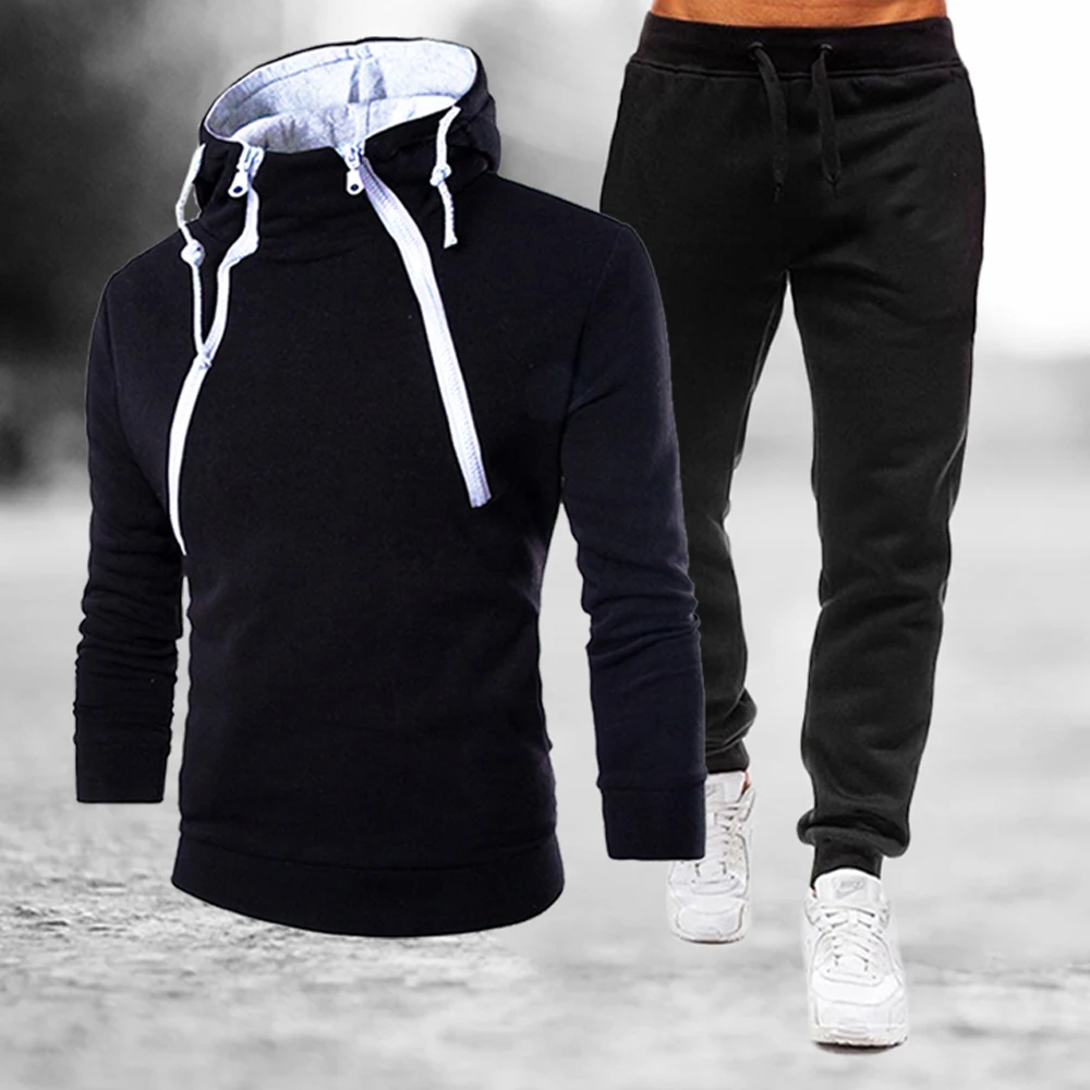 

2022 Printed Men Tracksuit Casual Hoodies Sweatshirt+Sweatpants 2 Piece Set Pullover Hoody Fashion Streetwear Zipper Clothes