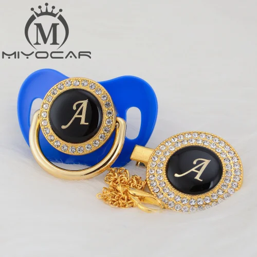 MIYOCAR золото серебро имя инициалы письмо красивый bling соска и соска клип BPA бесплатно пустышка bling уникальный дизайн LA - Цвет: LA-6  6-18m
