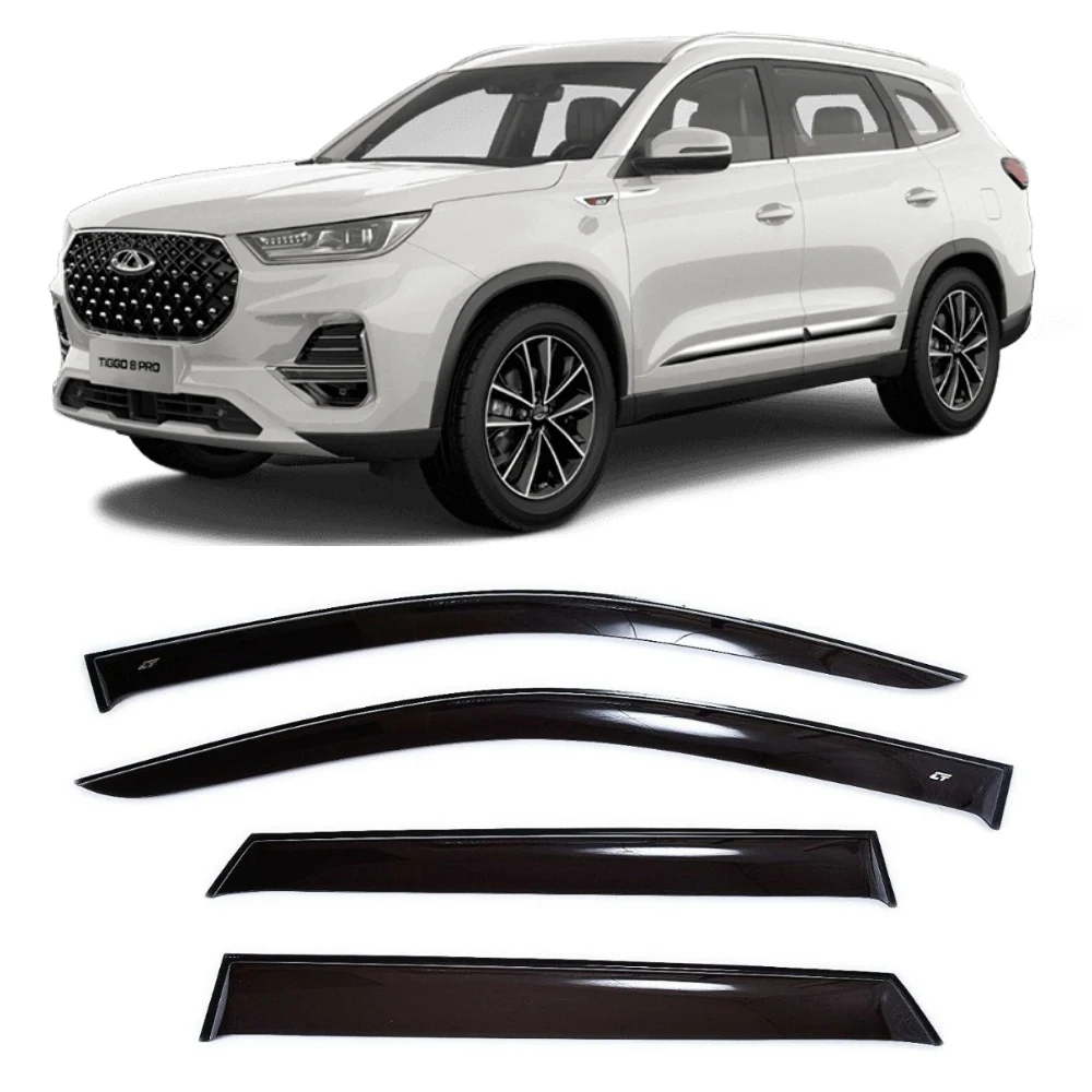 Wind Visor Deflectors Cobra Tuning C22221- Car Ventvisor Door Side - Window Air Guard for Protection Against Snow Sun and Rain Compatible with Chery