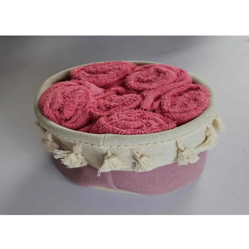 

Turkish 100% Cotton 6 Piece Hand Towel Set Pink