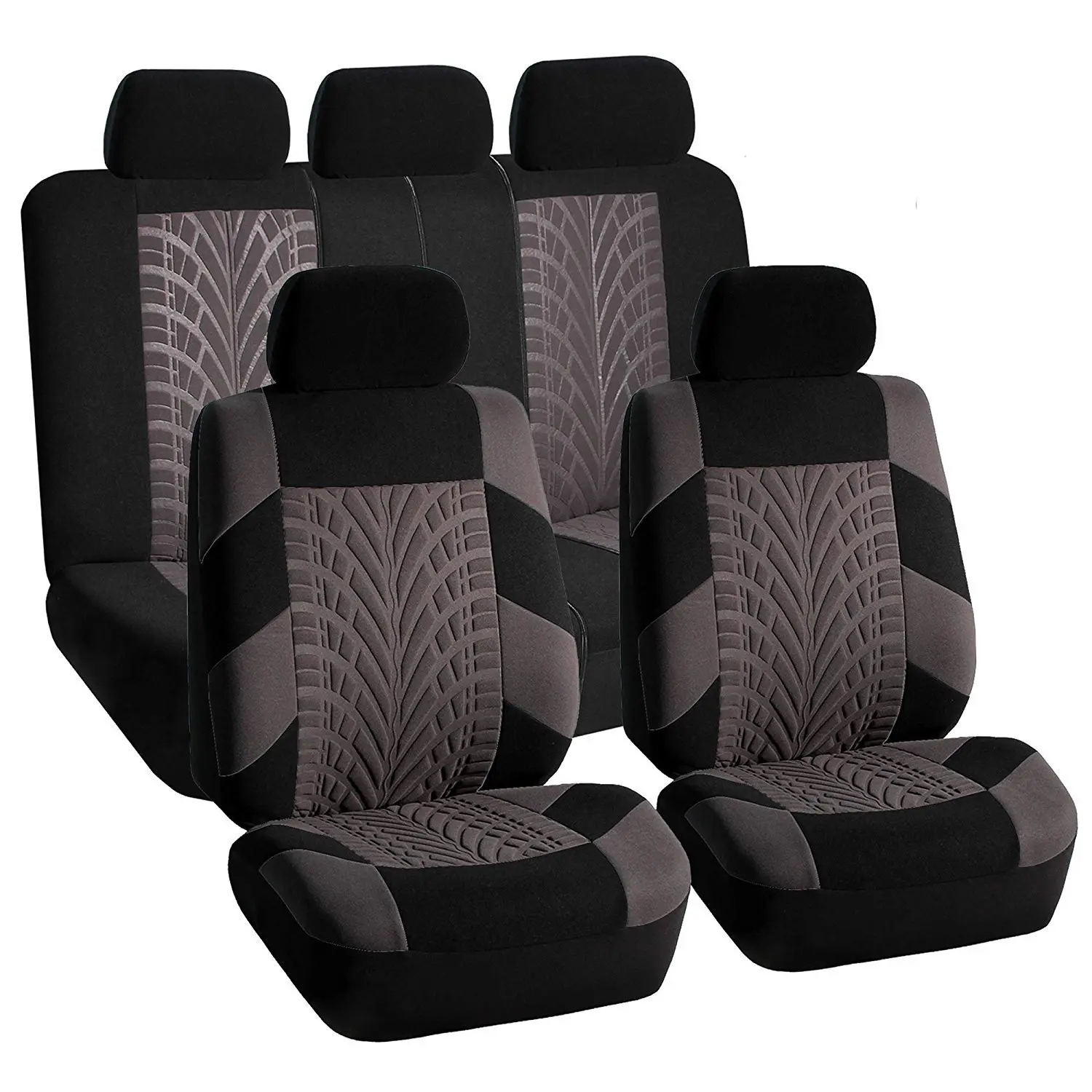 

Embroidery Car Seat Covers Set Universal Fit Most Cars Covers with Tire Track Detail Styling Car Seat Protector