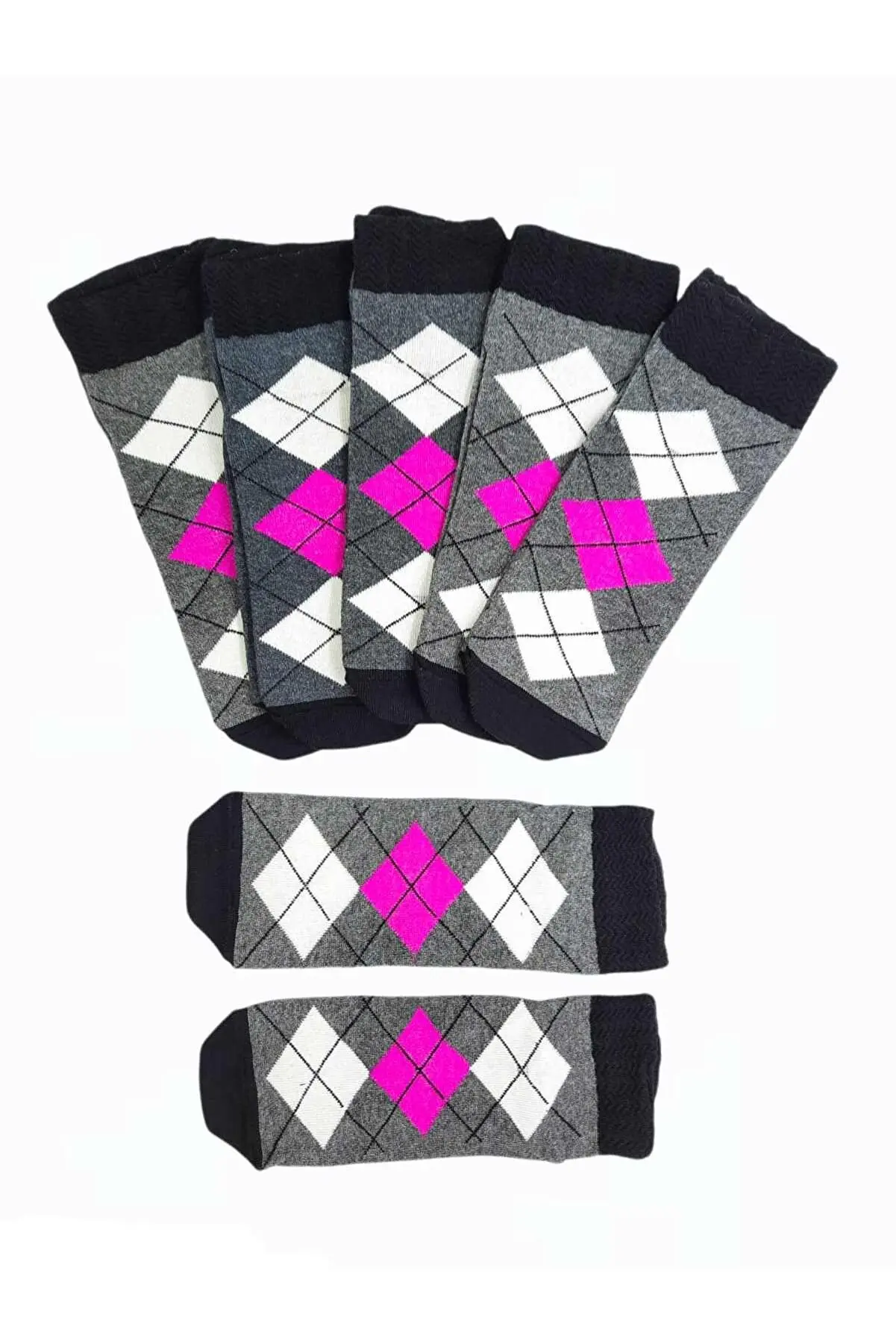 6-Piece Women's Checkered Women's Booties Socks
