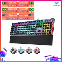 AULA Gaming Mechanical Keyboard Retro Square Glowing Keycaps Backlit USB Wired 104 Anti-ghosting Gaming Keyboard for laptop
