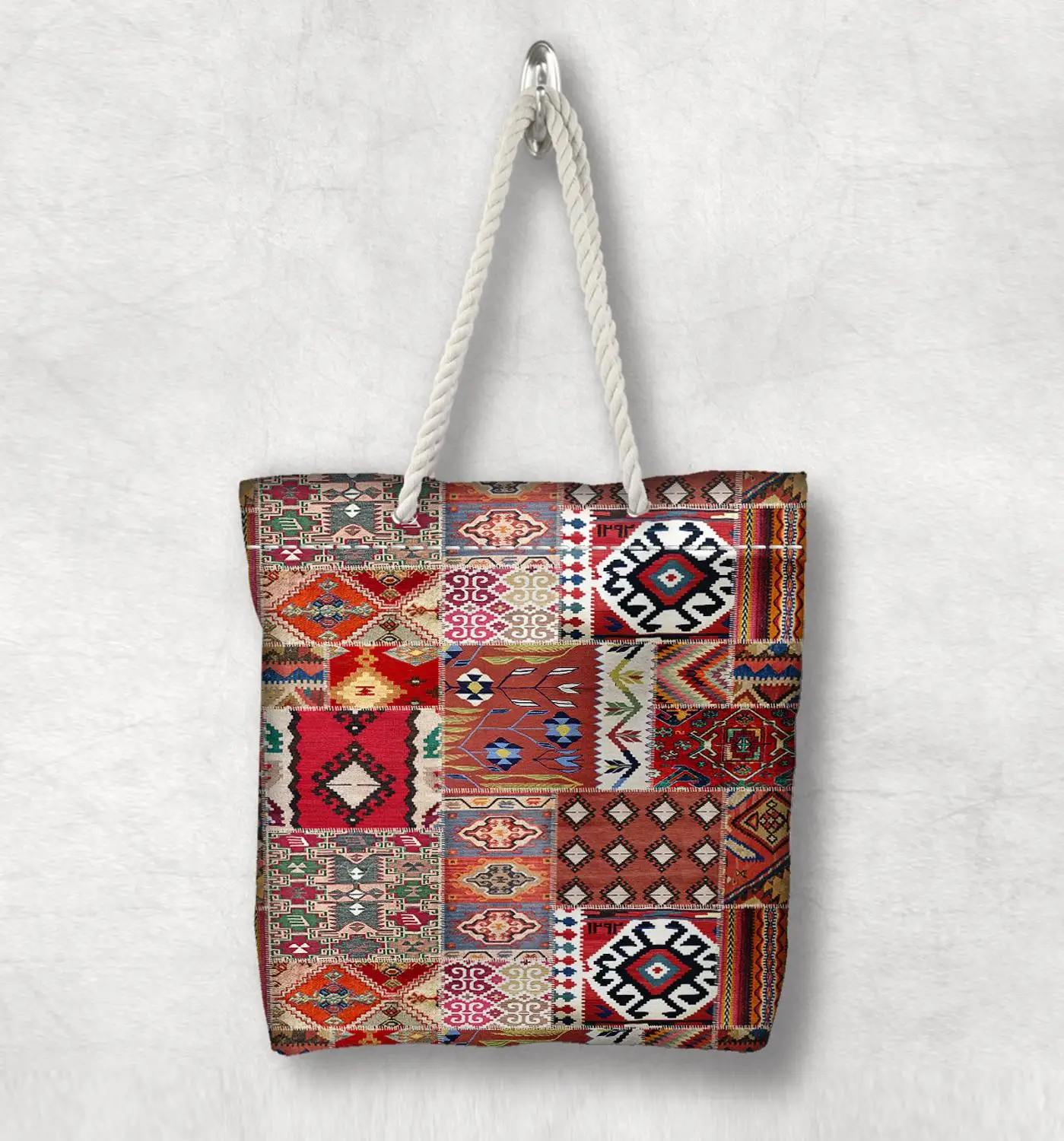 В античном стиле Anatolia красно-коричневая Холщовая Сумка с ручками из веревки