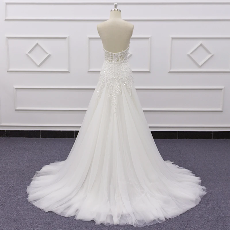 Eslieb Mermaid Wedding Dress Luxury Dress With Bling Beadings Sleeveless Bridal Dress Bones Zipper Sweetheart 19002