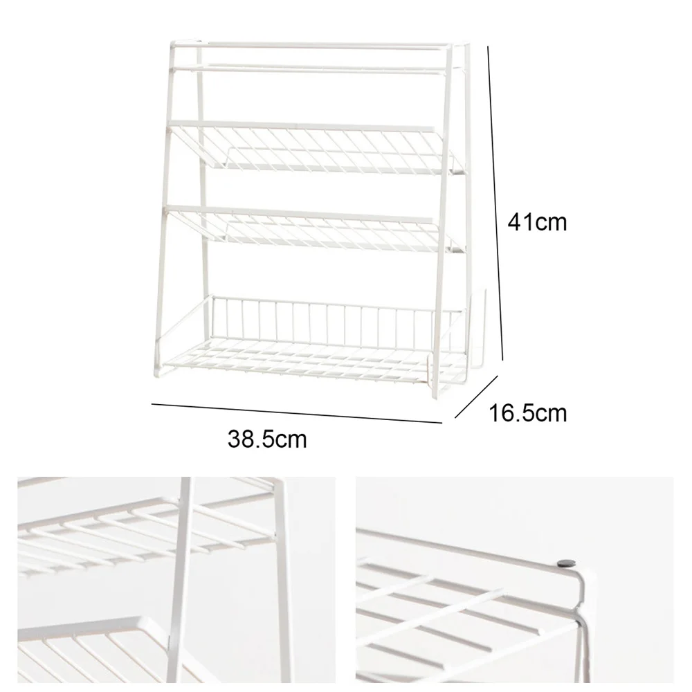 

Kitchen Seasoning Storage Rack 4-Layer Metal Cosmetic Toiletries Organizer Shelf Bathroom Desktop Cabinet Bracket Access