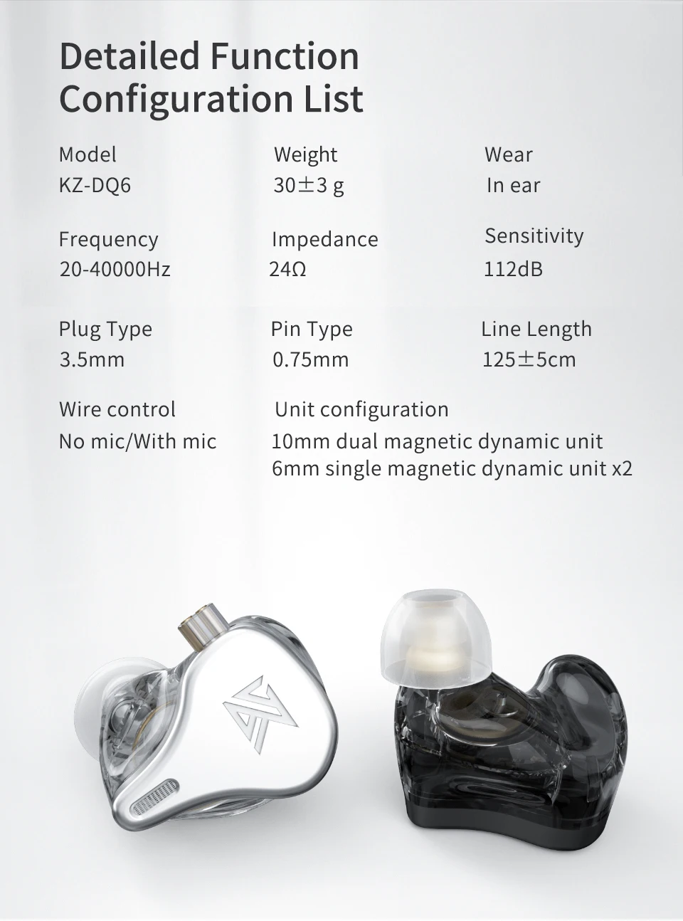 

KZ DQ6 3DD Dynamic Drive Unit In Ear Earphones Sports Headset With 2PIN Replaceable Silver-plated Cable KZ EDX ASX ZSN PRO X ZST