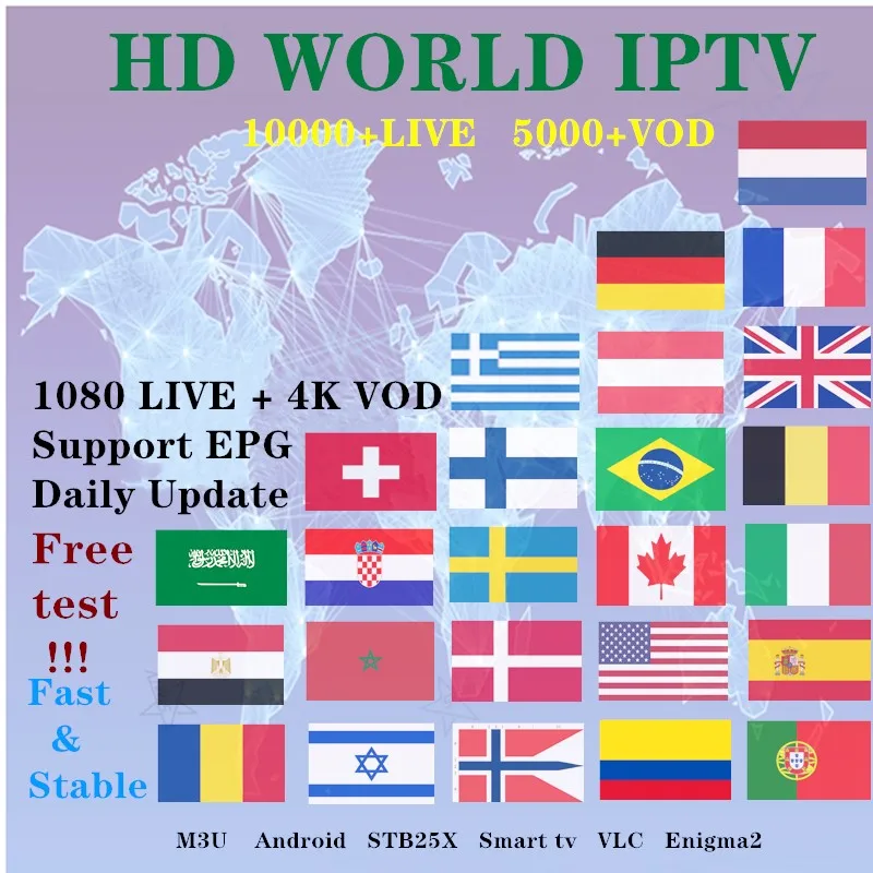 Подписка на IPTV 10000+ Live Europe IPTV Netherland Sweden Israel Finland скандинавский Великобритания Германия, Франция IPTV m3u Android smart IPTV