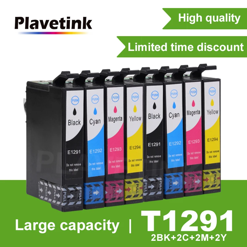 

Plavetink 2 Set T1291-T1294 Compatible Ink Cartridge For Epson Office BX625FWD BX630FW BX635FWD BX925FWD BX935FWD Full Ink