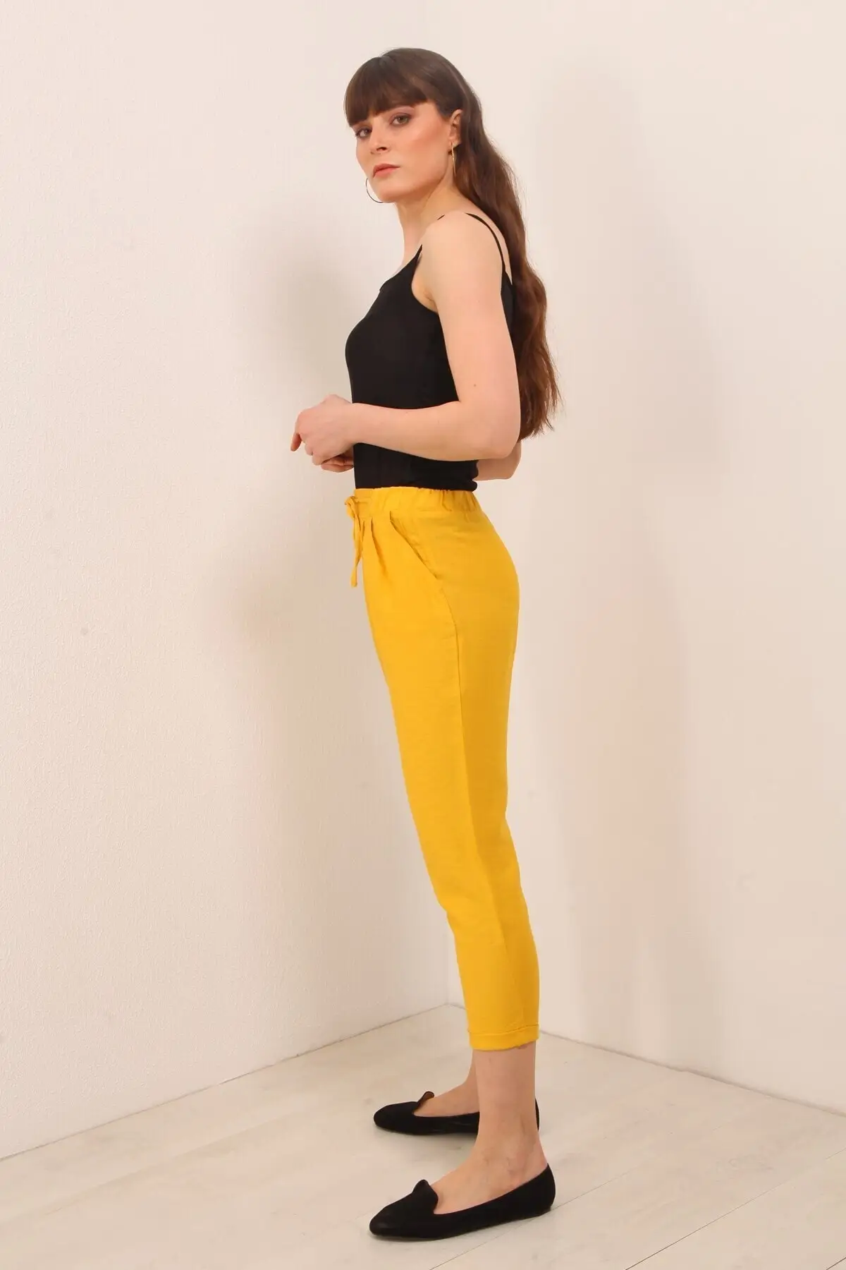 

Spring Summer 2021 women's trousers, harem pants color elastic waist women's trousers, lace-up casual women's pants, new product