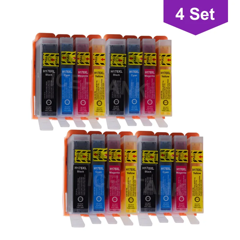 178XL 4Set ICEHTANK Совместимый картридж для hp 178 XL для hp 178 Photosmart 5510 5515 6510 7510 B109a B110a 3070a принтер - Color: 178XL 4Set