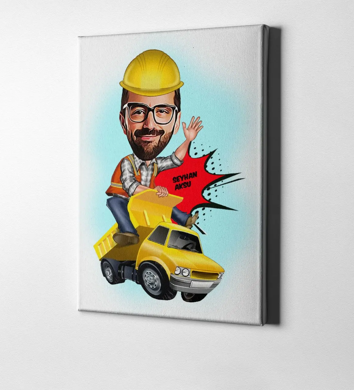 Персонализированный холщовый стол с изображением инженера из мультфильма Bay Road