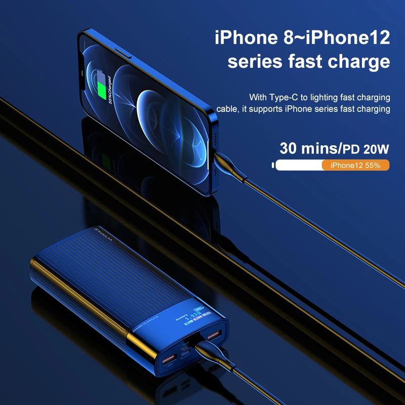 KUULAA Power Bank с цифровым дисплеем 20000mAh QC PD3.0 Quick Charge PowerBank USBпортативное внешнее